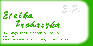 etelka prohaszka business card