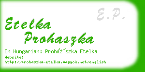 etelka prohaszka business card